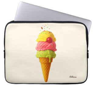 Funda Para Portátil Cono de crema de hielo dulce - opción de nombre pe