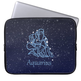 Funda Para Portátil Constelación acuario y Rótulo zodiaco con estrella