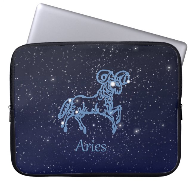 Funda Para Portátil Constelación de Aries y Rótulo Zodiaco con estrell (Frente)