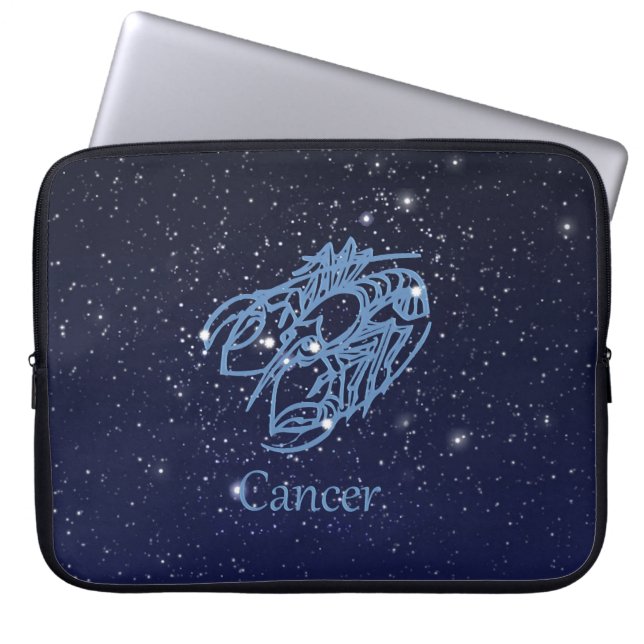 Funda Para Portátil Constelación de cáncer y Rótulo zodiaco con estrel (Frente)