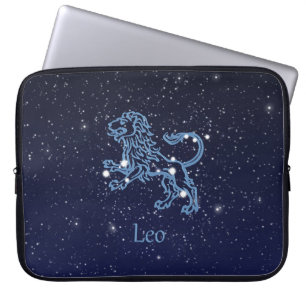 Funda Para Portátil Constelación de León y Rótulo Zodiaco con estrella