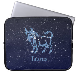 Funda Para Portátil Constelación Taurus y Rótulo Zodiaco con estrellas