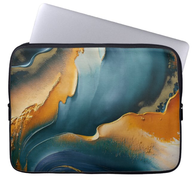 Funda Para Portátil Convergence – Abstract Fields Of Motion And Gold (Frente)