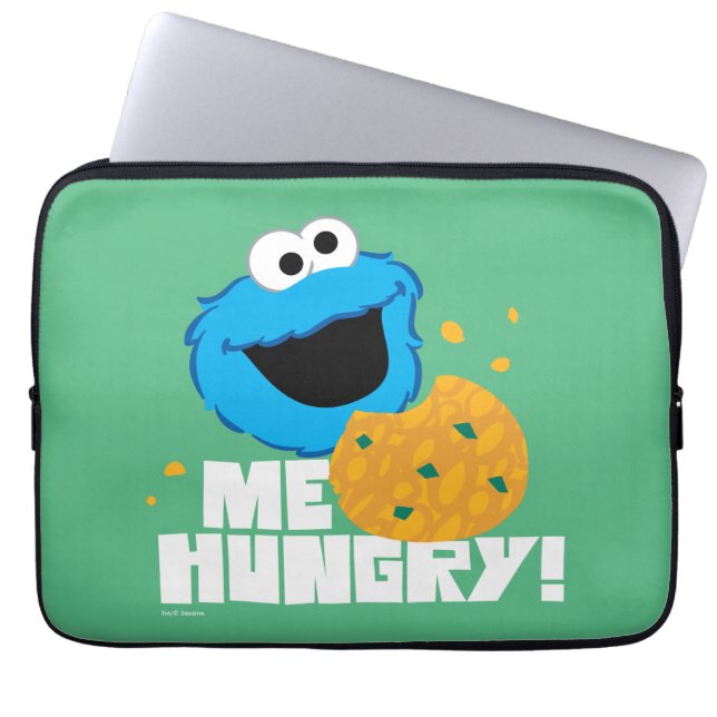 Funda Para Portátil Cookie Monster | ¡Tengo Hambre! (Frente)