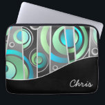 Funda Para Portátil Cool Abstract Geometric Pattern with Monogram<br><div class="desc">Protect your laptop or tablet device in style with a cool abstract geometric design that has a pop art appeal. A matching black curved band anchors the design and includes a personalized monogram that you can edit with your name or other text.</div>