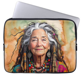 Funda Para Portátil Cool Old Lady in Dread Locks Hippie Woman Blank