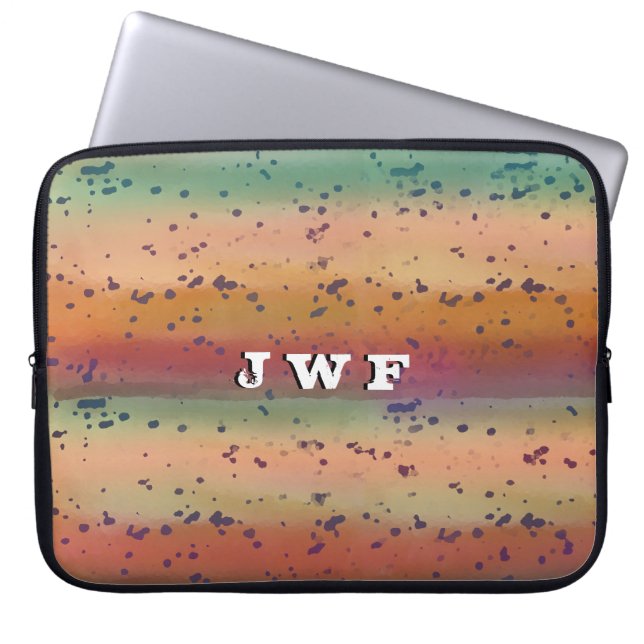 Funda Para Portátil Cool Rainbow Trout Skin Pattern with Monogram (Frente)