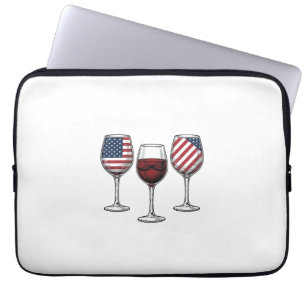 Funda Para Portátil Copas de vino patrióticas diseño de camiseta vecto