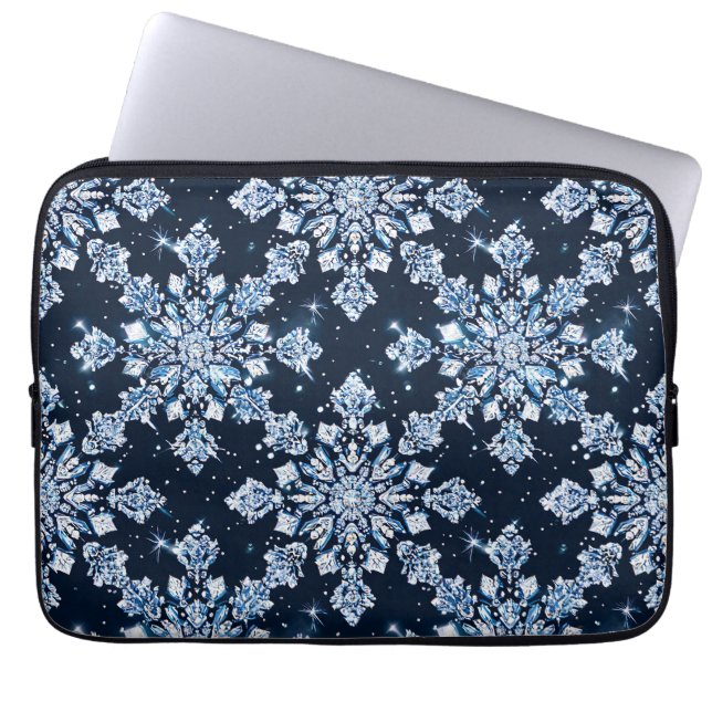 Funda Para Portátil Copo de nieve 3d azul (Frente)
