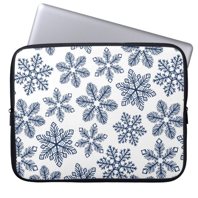 Funda Para Portátil Copos de nieve azules (Frente)