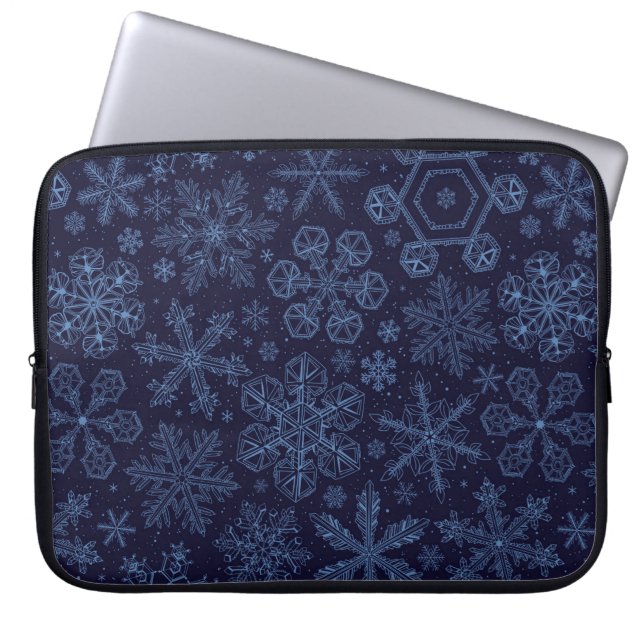 Funda Para Portátil Copos de nieve azules (Frente)