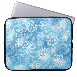 Funda Para Portátil Copos de nieve en azul