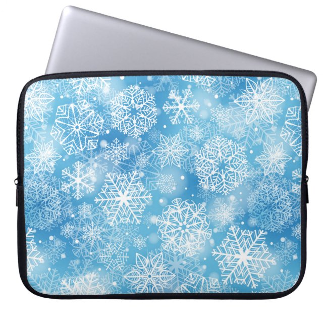 Funda Para Portátil Copos de nieve en azul (Frente)