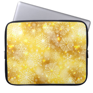 Funda Para Portátil Copos de nieve en oro