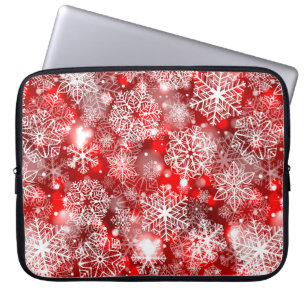 Funda Para Portátil Copos de nieve en rojo