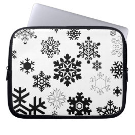 Funda Para Portátil Copos de nieve negros y blancos