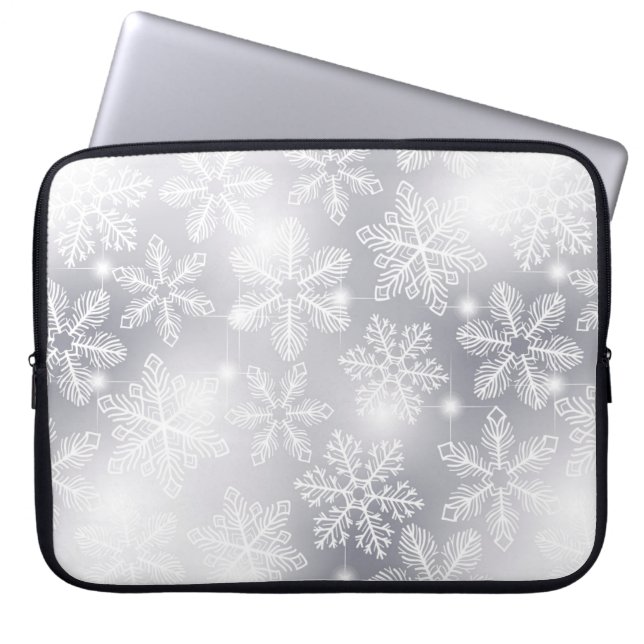 Funda Para Portátil Copos de nieve y luces (Frente)