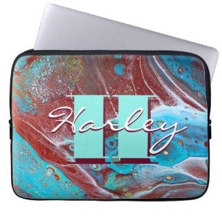 Funda Para Portátil Copper and Teal Acrylic Flow Art