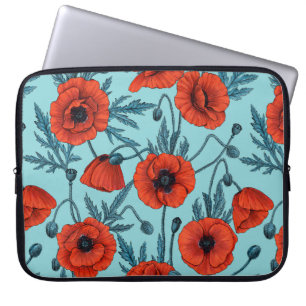 Funda Para Portátil Coppies rojos y azules en azul piscina