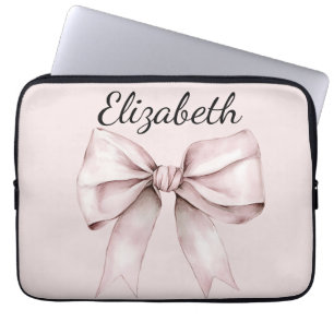 Funda Para Portátil Coqueta estética arco rosa Nombre personalizado