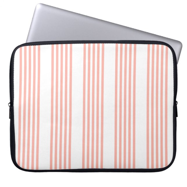 Funda Para Portátil Coral and white five stripe pattern (Frente)