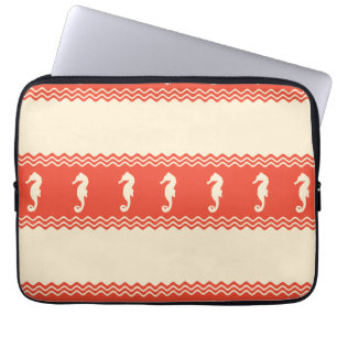 Funda Para Portátil Coral Coastal Seahorses Stripes