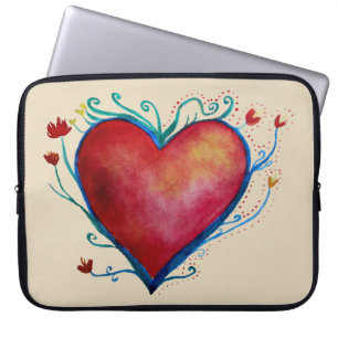 Funda Para Portátil Corazón acuarela Arte Neopreno Funda portátil de 1