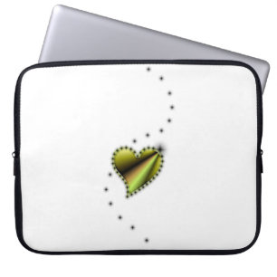 Funda Para Portátil Corazón arcoiris amarillo negro con estrellas