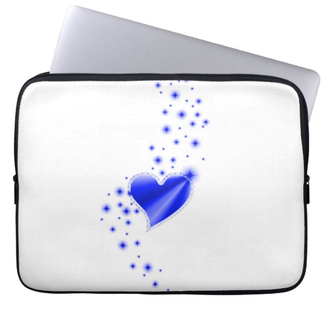 Funda Para Portátil Corazón arcoiris azul con estrellas (Frente)