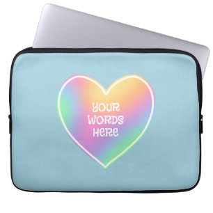 Funda Para Portátil Corazón Azul Arcoíris Personalizado
