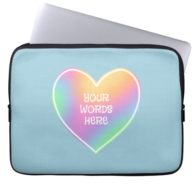 Funda Para Portátil Corazón Azul Arcoíris Personalizado (Frente)