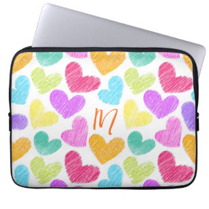 Funda Para Portátil Corazón colorido lindo Pastel Valentine Love Monog