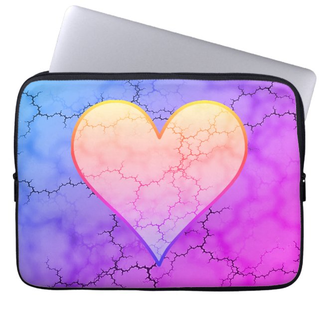 Funda Para Portátil Corazón de arcoiris con marmol (Frente)