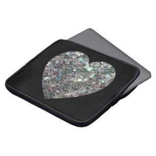 Funda Para Portátil Corazón de brillo de mosaico plateado brillante