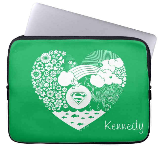 Funda Para Portátil Corazón de paz floral de superchica (Frente)