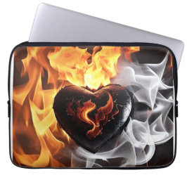 Funda Para Portátil Corazón de piedra entre llamas