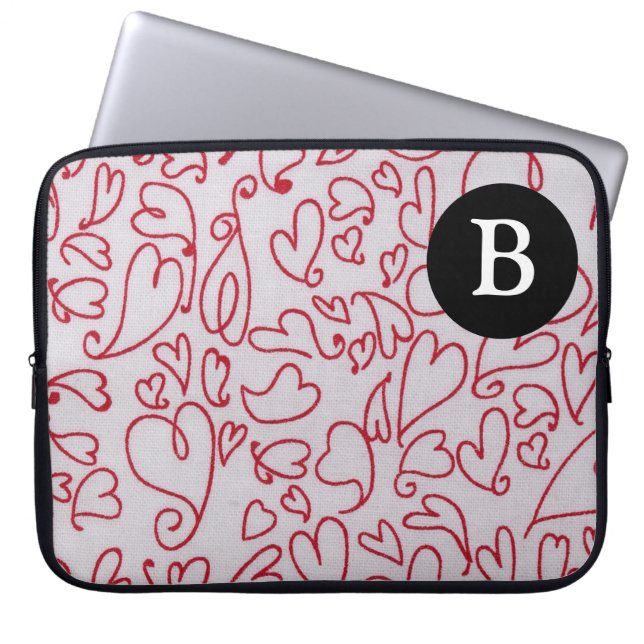 Funda Para Portátil Corazón Monograma (Frente)