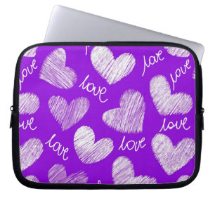 Funda Para Portátil Corazón morado blanco crudo con guión de amor