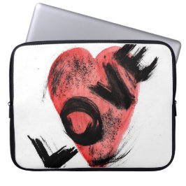 Funda para portátil CORAZÓN ROJO trazo de pincel e
