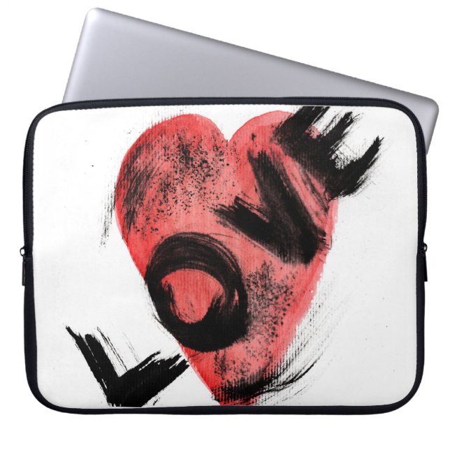 Funda para portátil CORAZÓN ROJO trazo de pincel e (Frente)