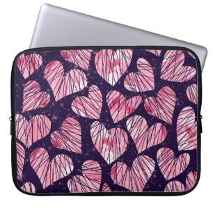 Funda Para Portátil Corazón Rosa: acuarela sin costuras.