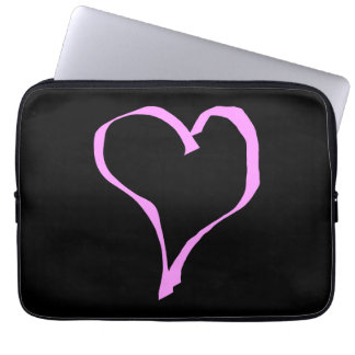 Funda Para Portátil Corazón rosado en negro