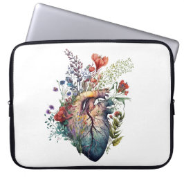 Funda Para Portátil Corazón sobrepoblado con flores (corte) - anatomía