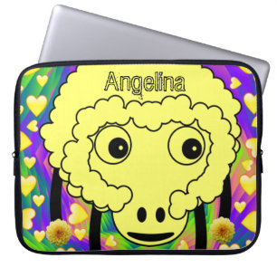 Funda Para Portátil Corazones amarillos de la oveja de la manga de la 