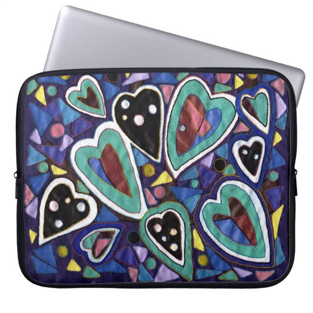 Funda Para Portátil corazones azules (Frente)