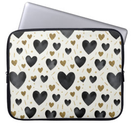 Funda Para Portátil Corazones de acuarela Midnight Luxe