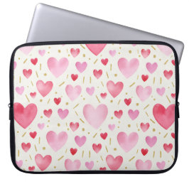 Funda Para Portátil Corazones de Acuarela Pétalo Rosado