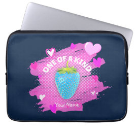 Funda Para Portátil Corazones De Fresa Azul Cutáneo Uno De Una Especie