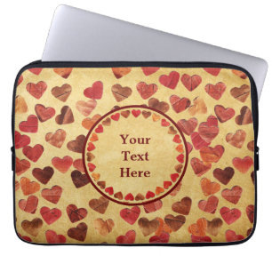 Funda Para Portátil Corazones De Hojas De Otoño En Papel Antiguo