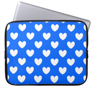 Funda Para Portátil Corazones de lunares blancos sobre azul